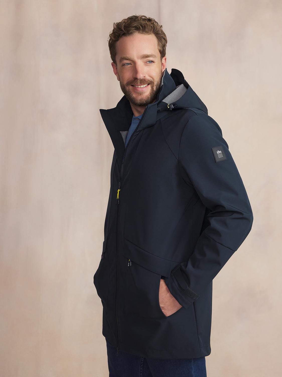 Manteau Long Homme Déperlant Marine HELNYLON