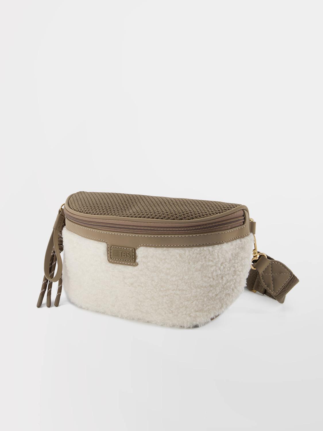 Sac Banane Femme Cuir Dark Taupe et Off White JAZABAN