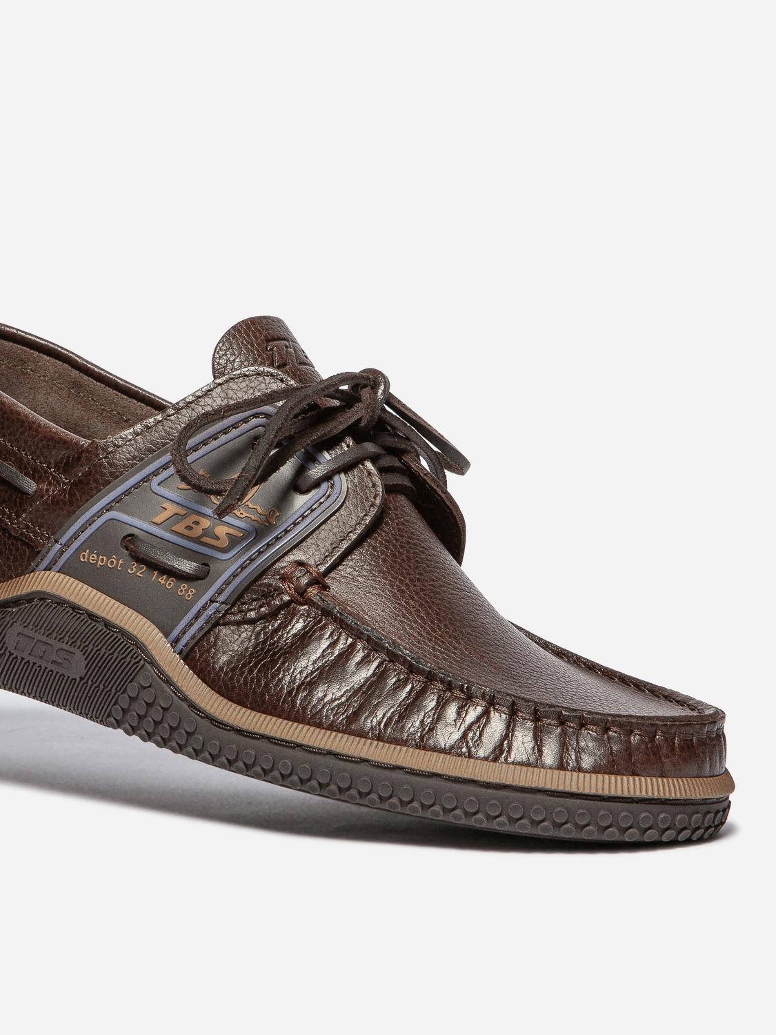 Chaussures Bateaux Homme Cuir Brun et Azur GLOBEK