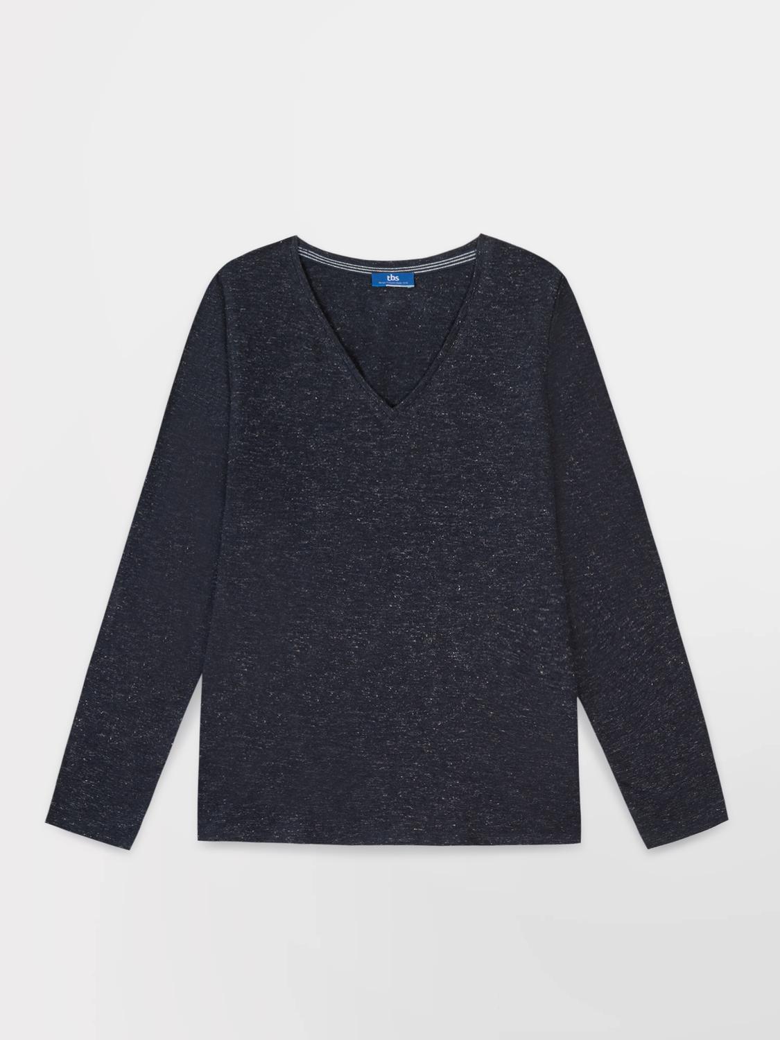 Tee Shirt Femme Manche Longues Coton Bleu ADINALON