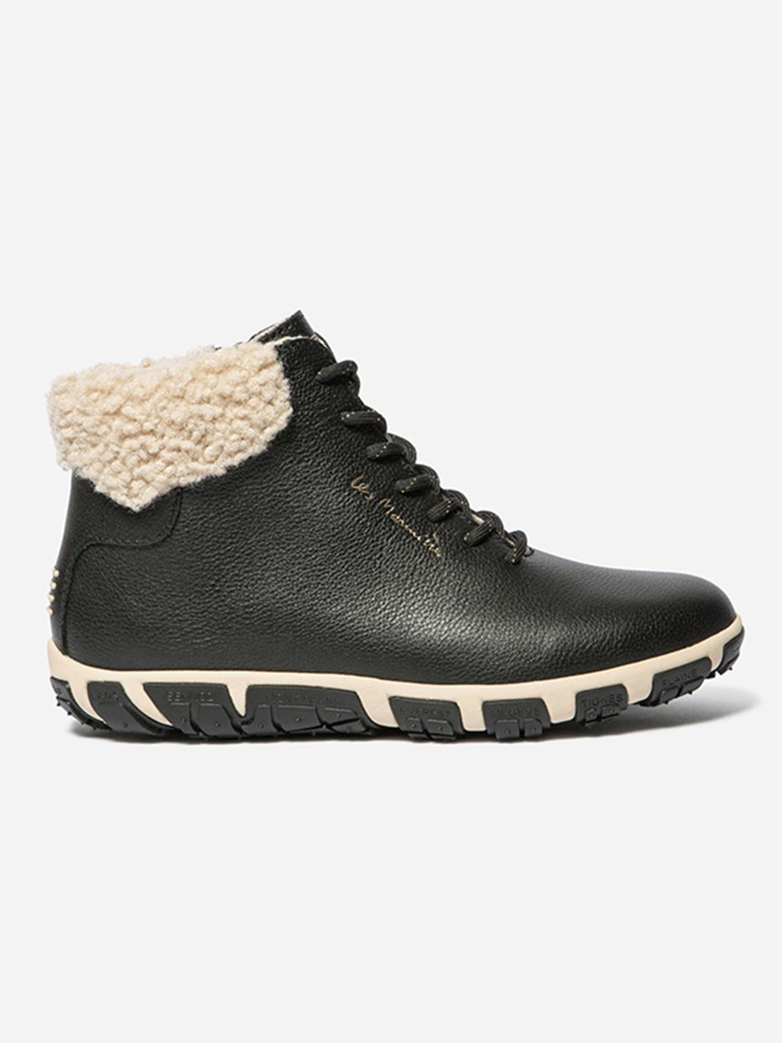Boots Femme Doublée Feutrine Cuir Noir JANISSA