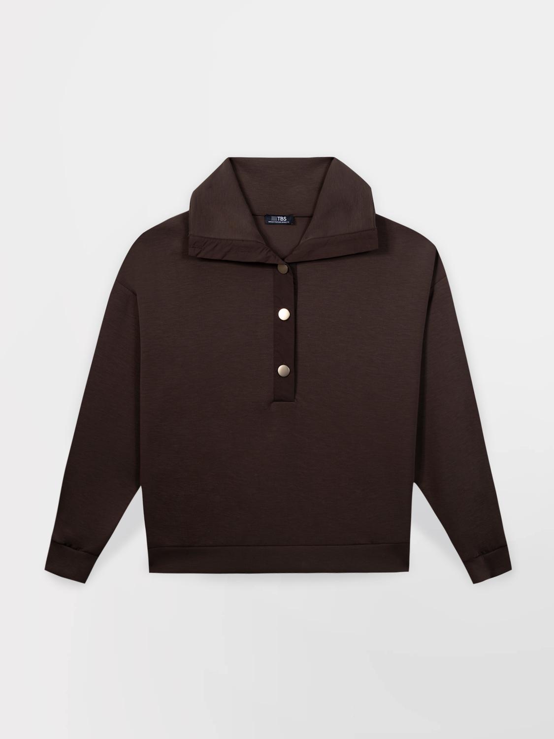 Sweat Col Camionneur Femme Brun NOELYCAM