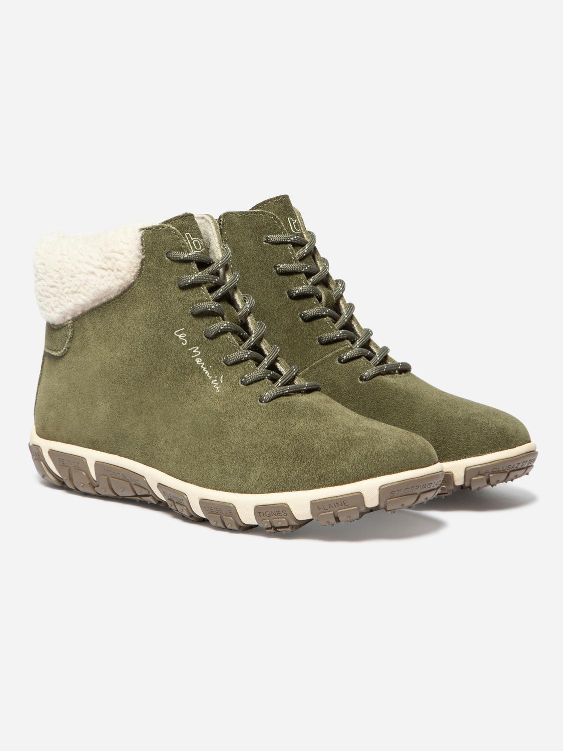 Boots Femme Doublée Feutrine Cuir Vert JANISSA Boots Femme Doublée Feutrine Cuir Vert JANISSA