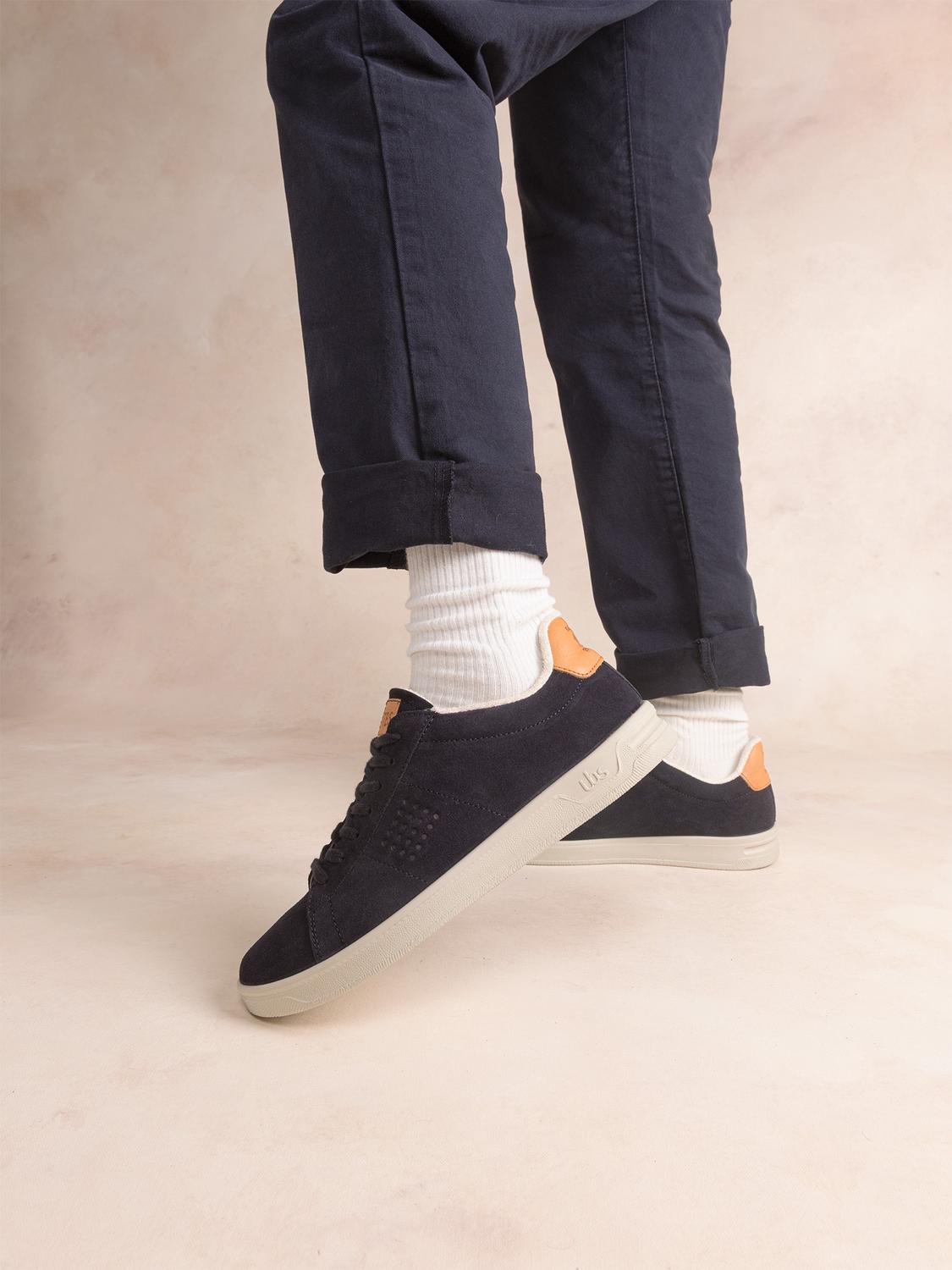 Baskets Homme Fabriquées En France Cuir Velours Marine