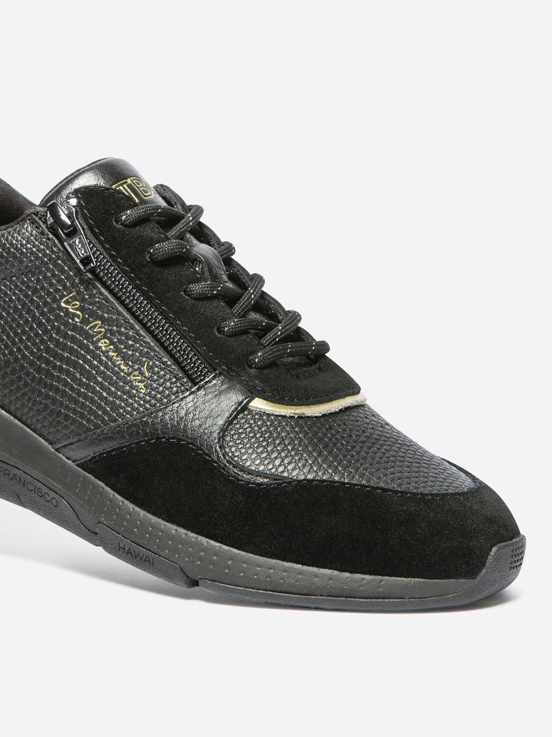 Running Femme Doublée Textile Cuir Python Noir JAZAZIP
