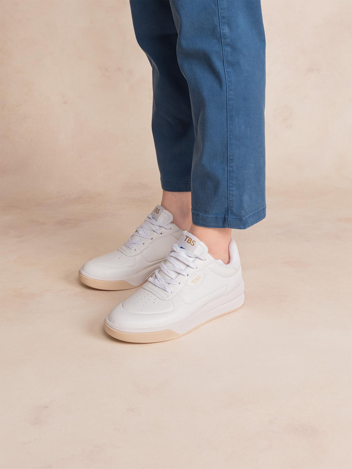 Baskets Femme Confort Cuir Blanc