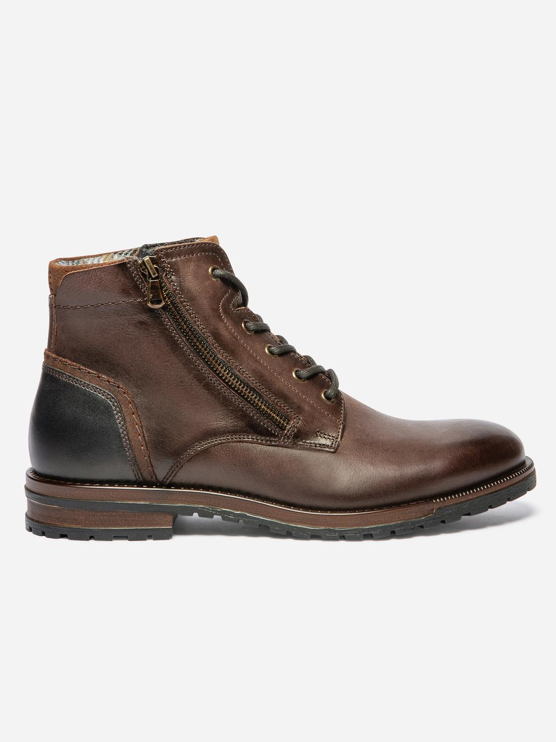 Bottines Homme Cuir Ebene et Marine THIERNO