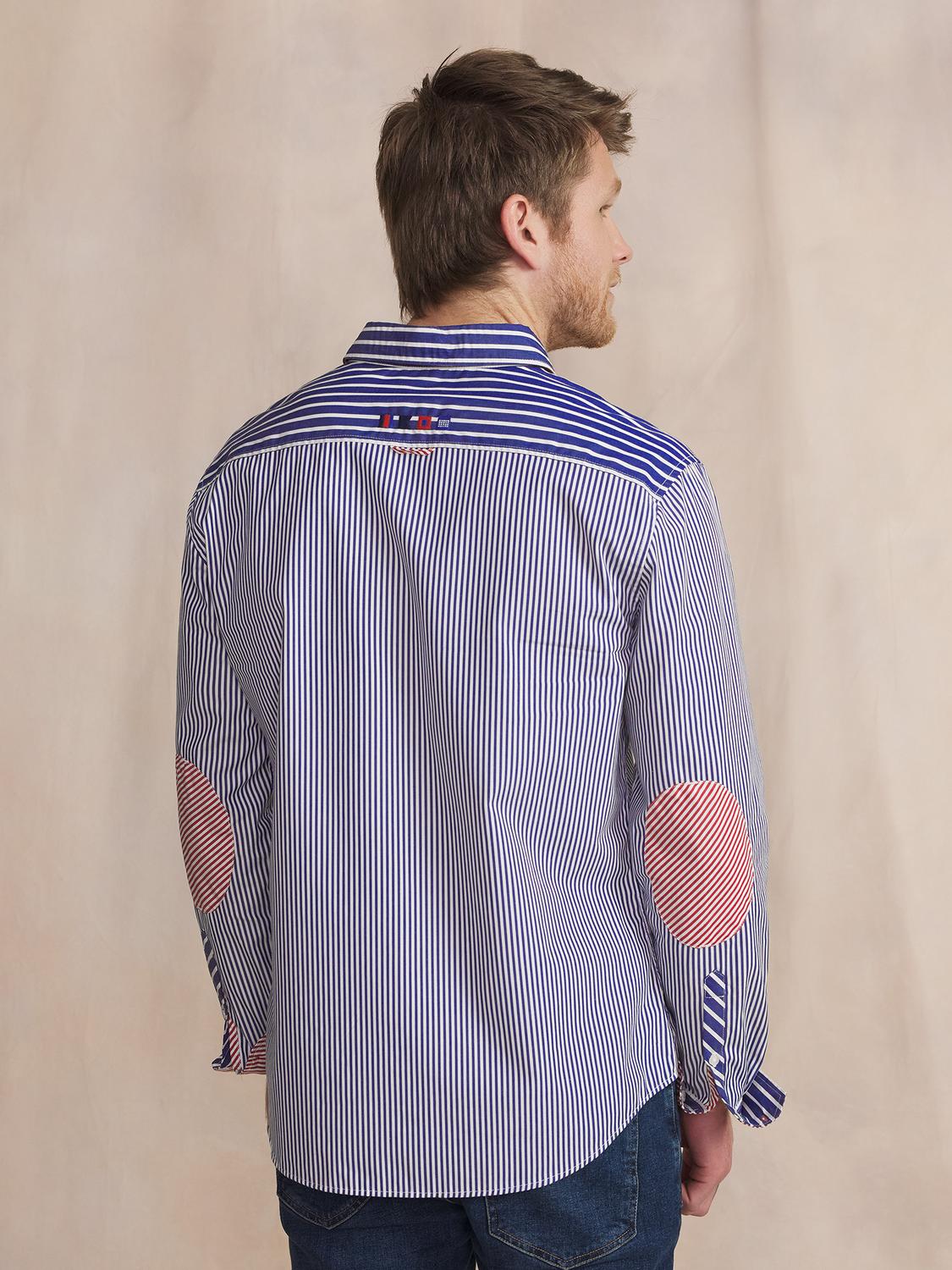 Chemise Homme Coupe Regular Rayures Bleu et Rouge ZAYNECHE Chemise Homme Coupe Regular Rayures Bleu et Rouge ZAYNECHE