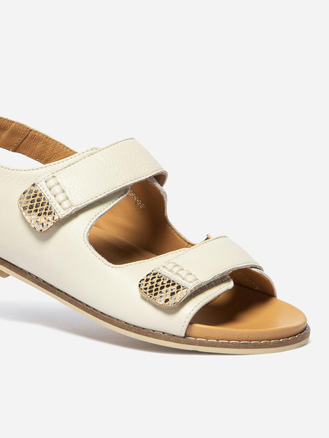 Sandales plates femme off-white et python MARIELA