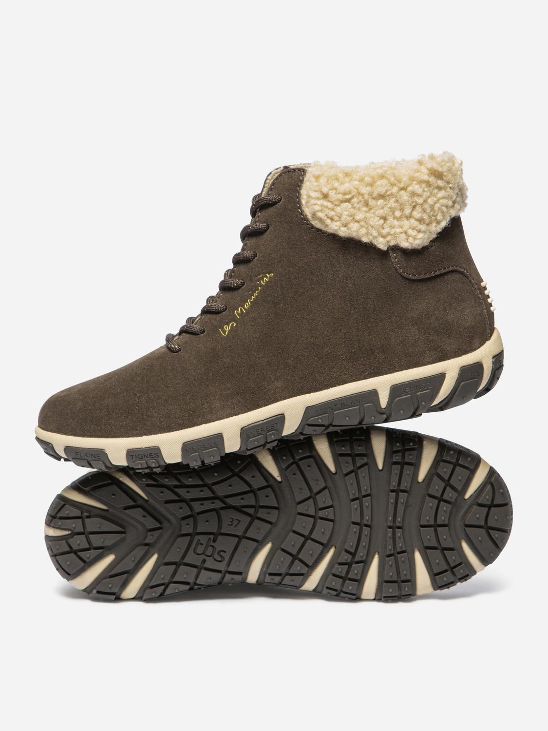 Bottines Femme Doublée Textile Cuir Chocolat JANISSA