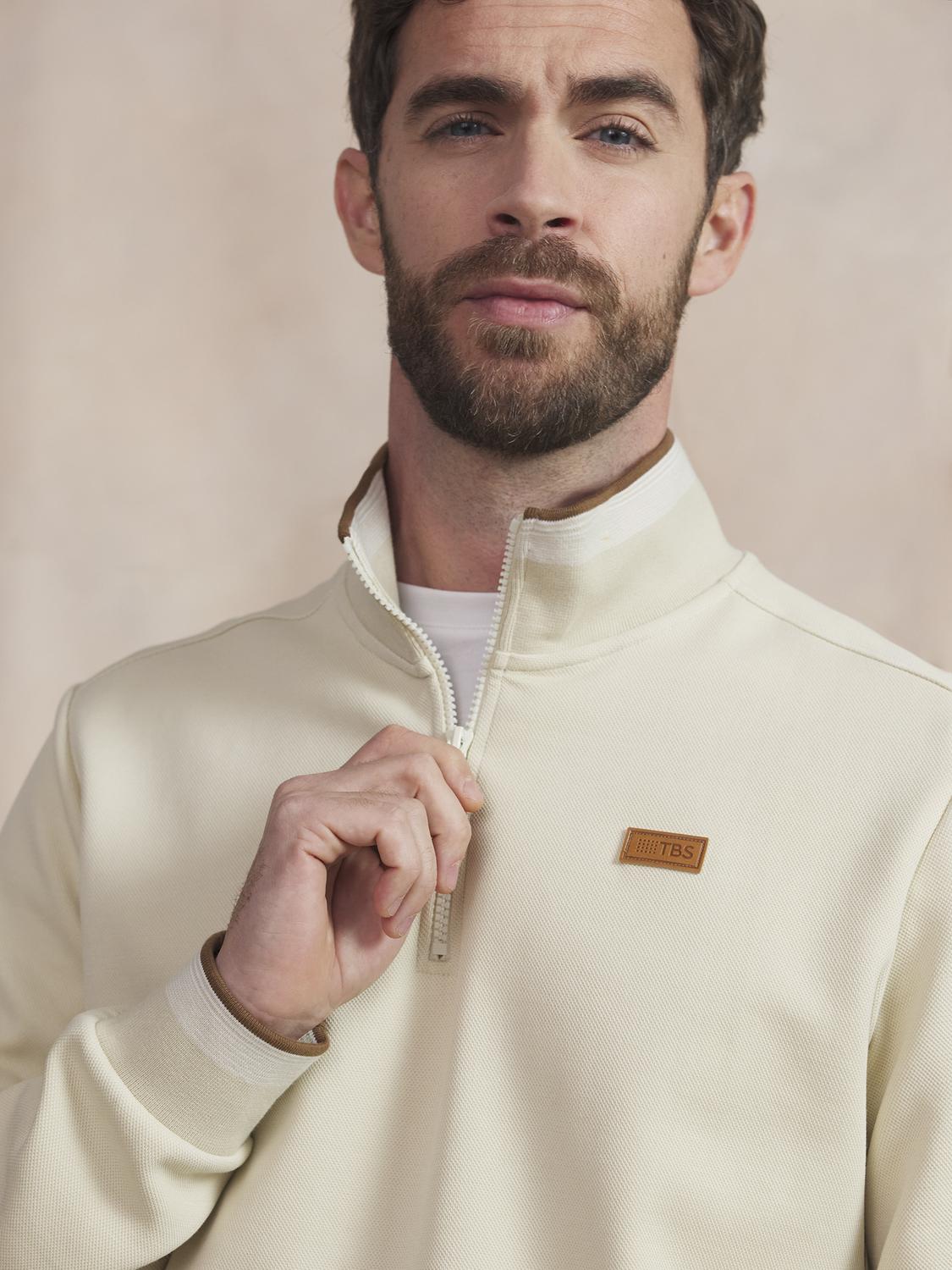 Sweat Zippé Homme Beige LEANNCAM