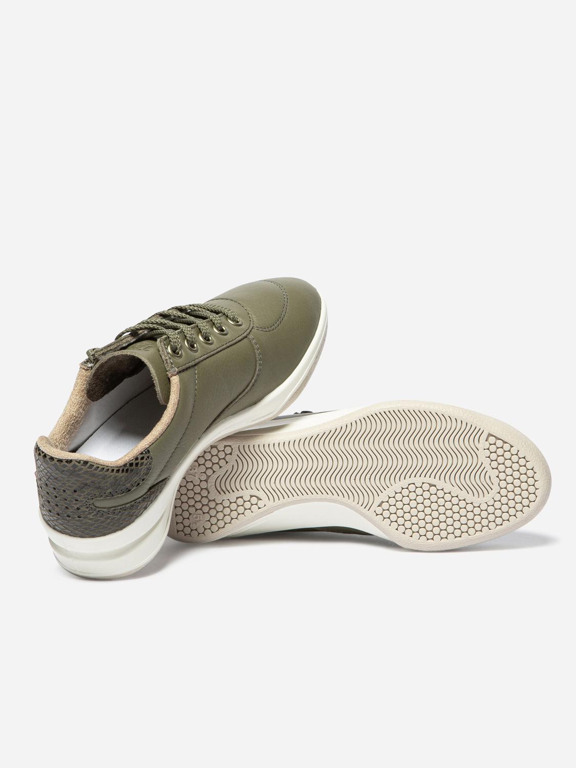 Baskets Femme Fabriquées en France Zippées Dessus Cuir Vert BRAZIP2