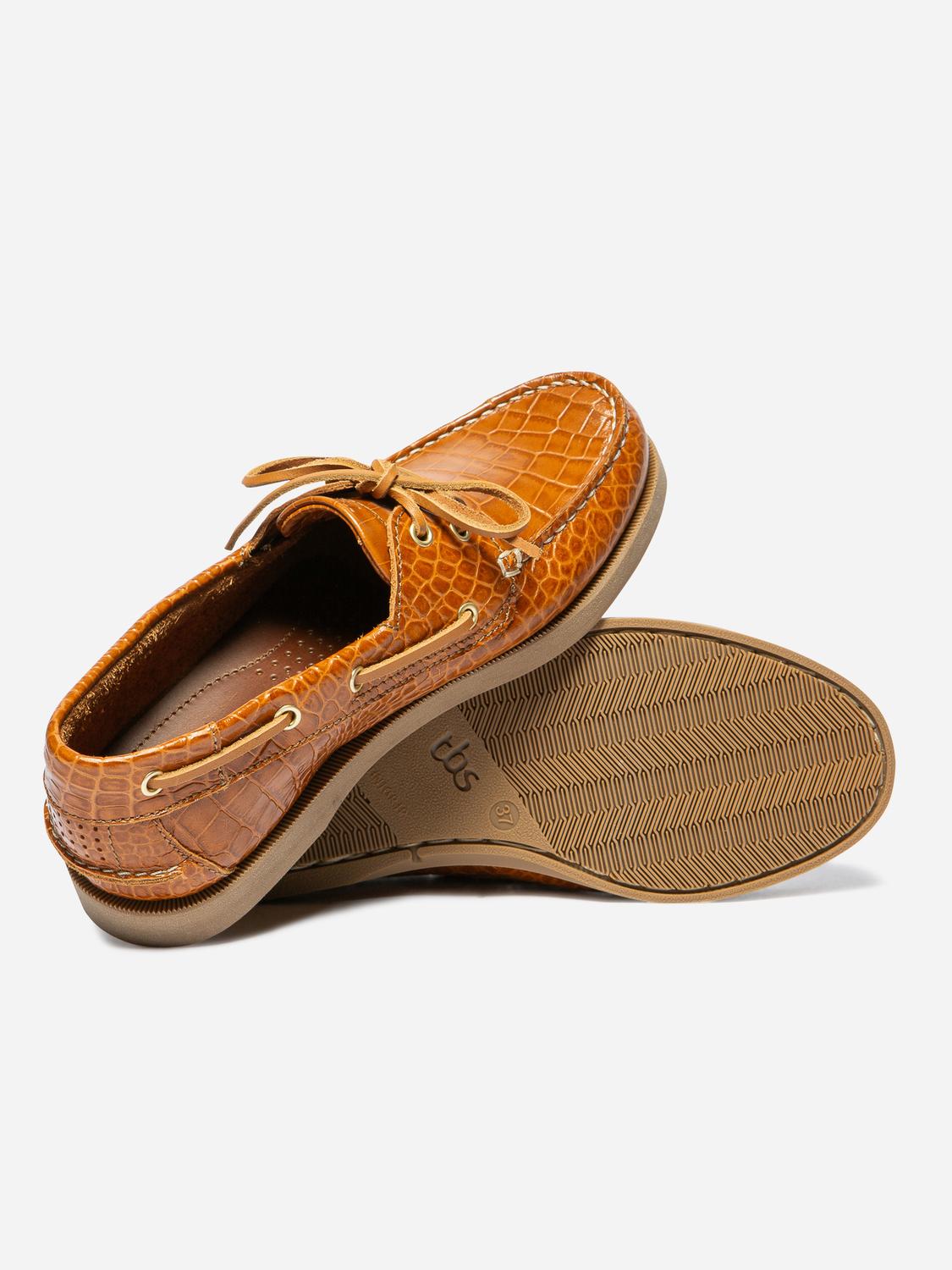 Chaussure Bateau Femme Cuir Cognac PHENISE