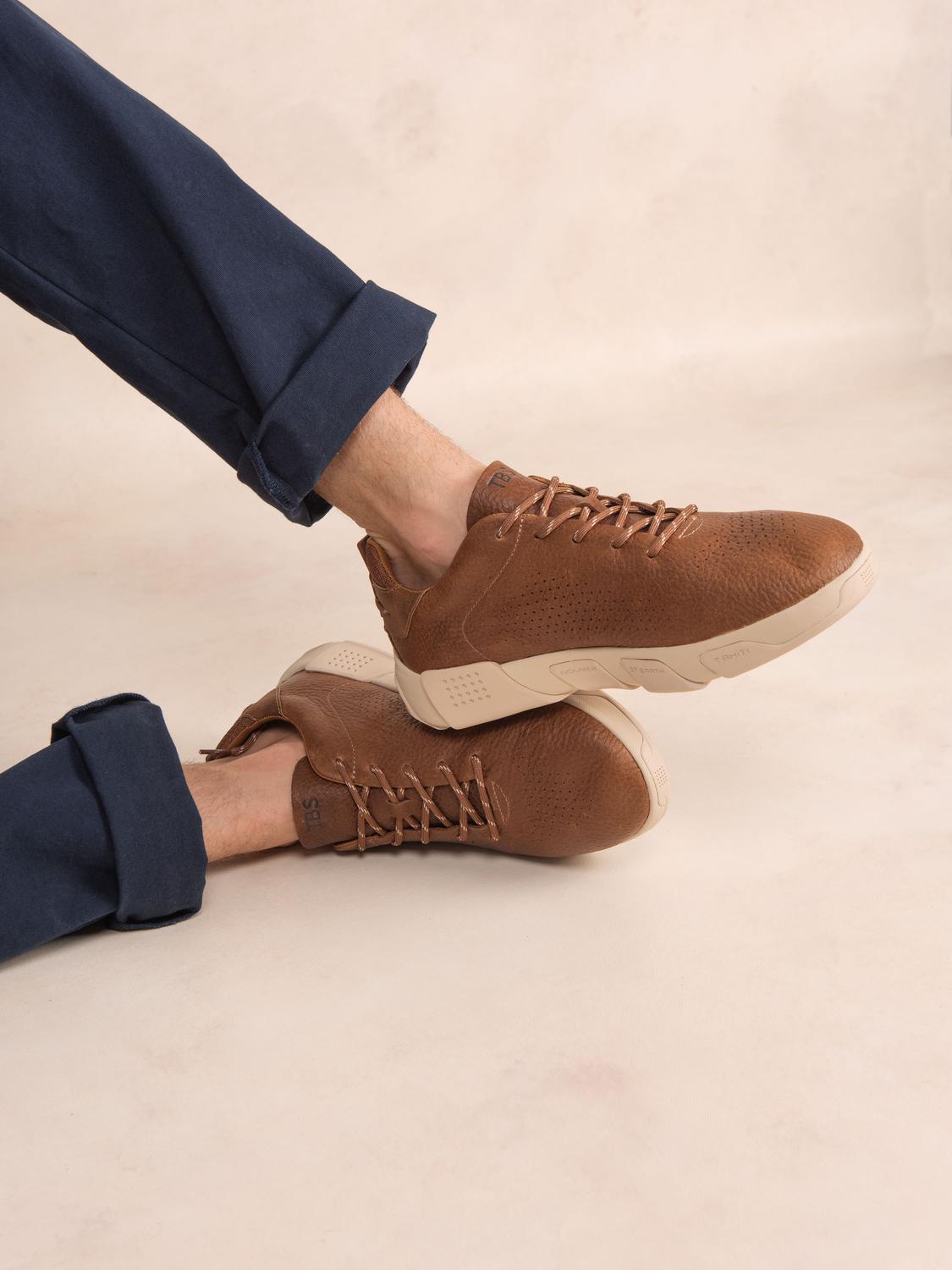 Tennis en cuir homme tabac JAZAIRY