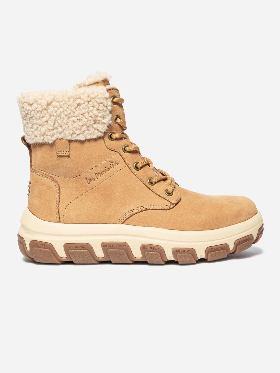 Boots Femme Fourrées Semelle Crantée Cuir Camel Boots Femme Fourrées Semelle Crantée Cuir Camel