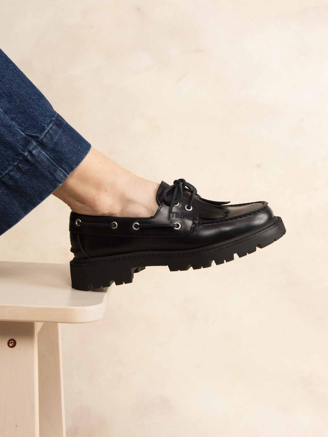 Chaussures Bateaux Femme Cuir Noir LAZARIE