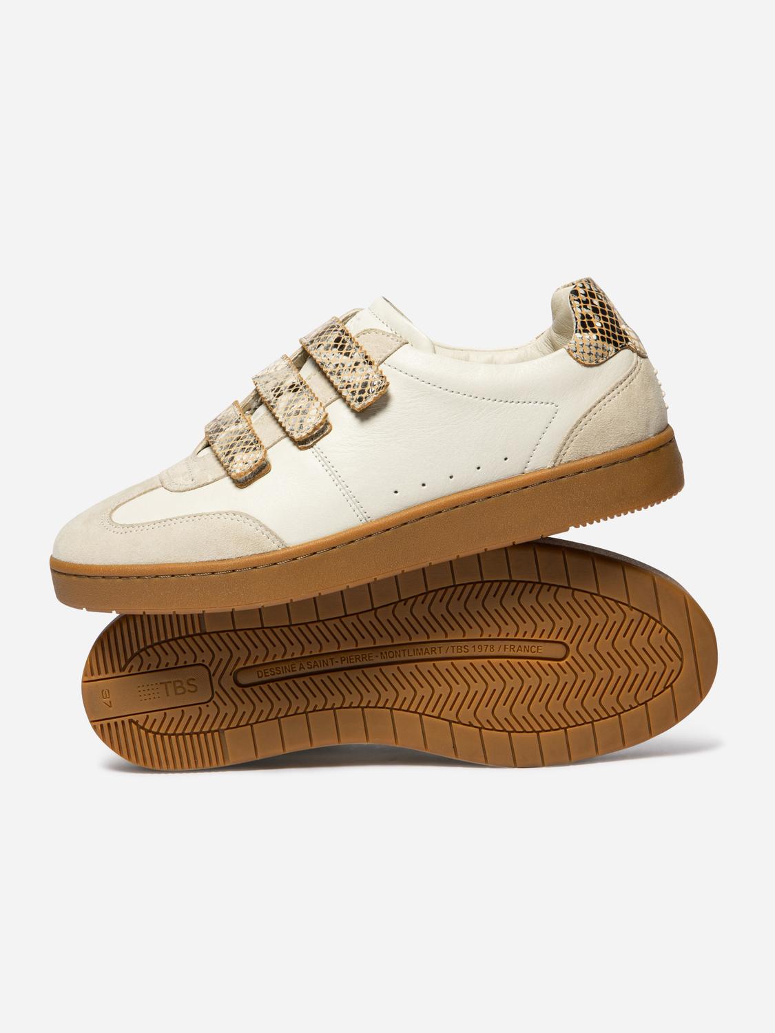 Tennis en toile femme off-white et python VANILLA