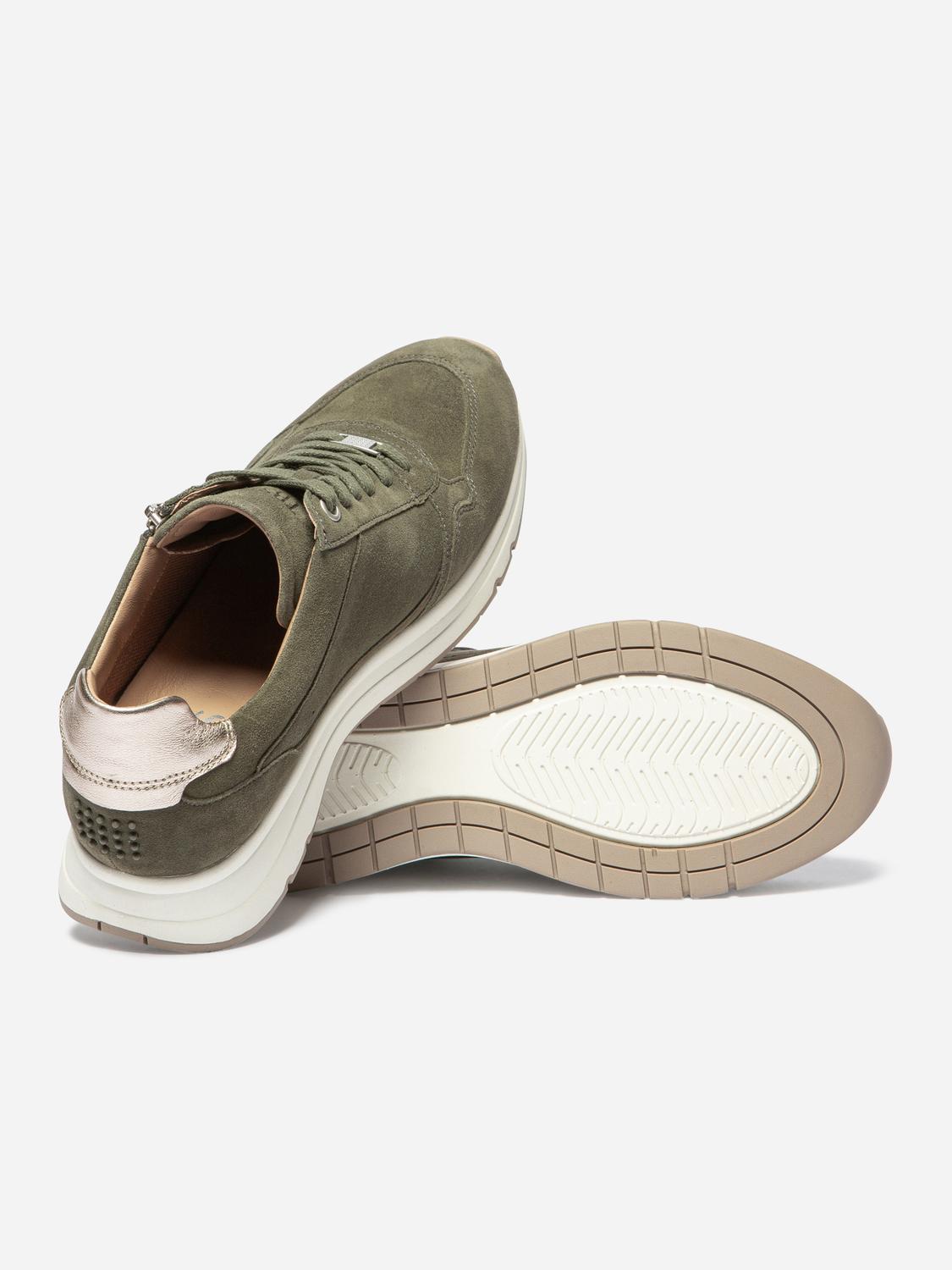 Tennis Femme Cuirs Velours Fermeture Lacets et Zip Vert BLONZIP Tennis Femme Cuirs Velours Fermeture Lacets et Zip Vert BLONZIP