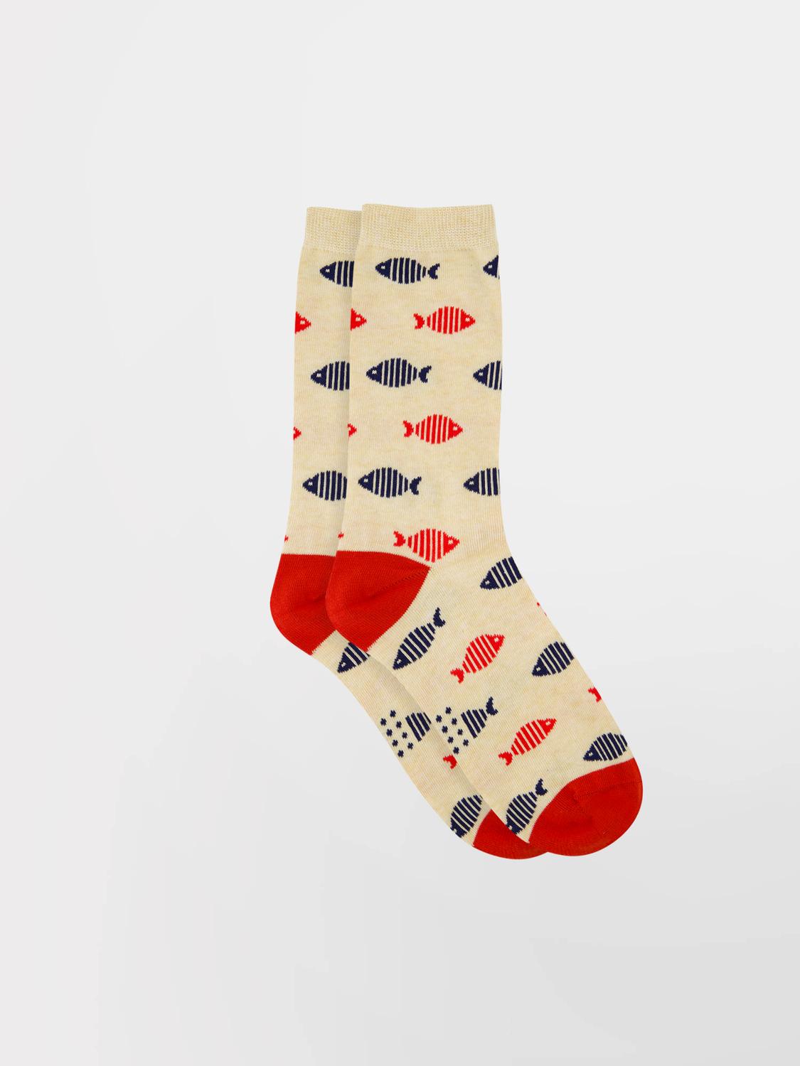 Chaussettes homme beige et poisson GARYSOCK