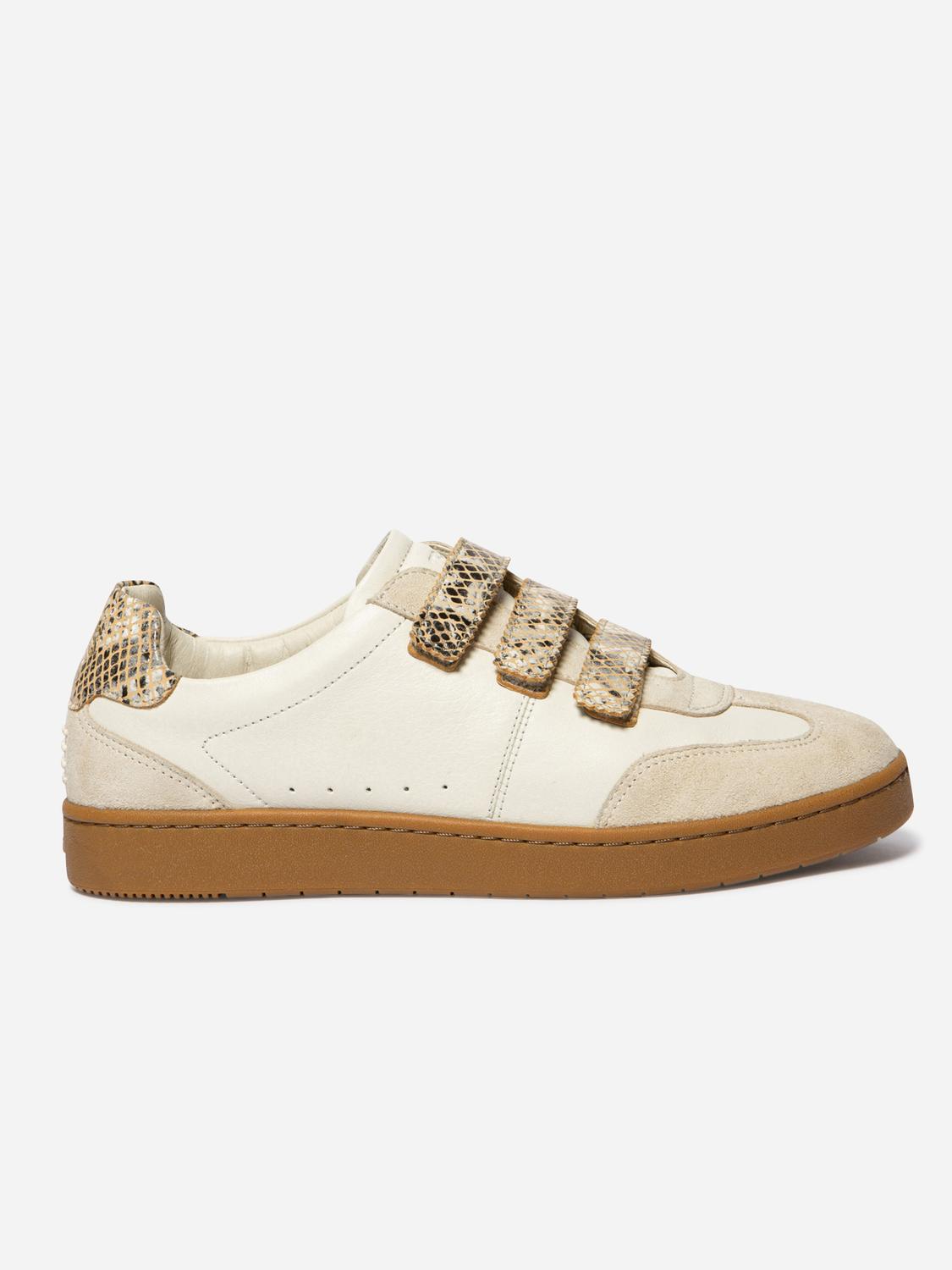 Tennis en toile femme off-white et python VANILLA