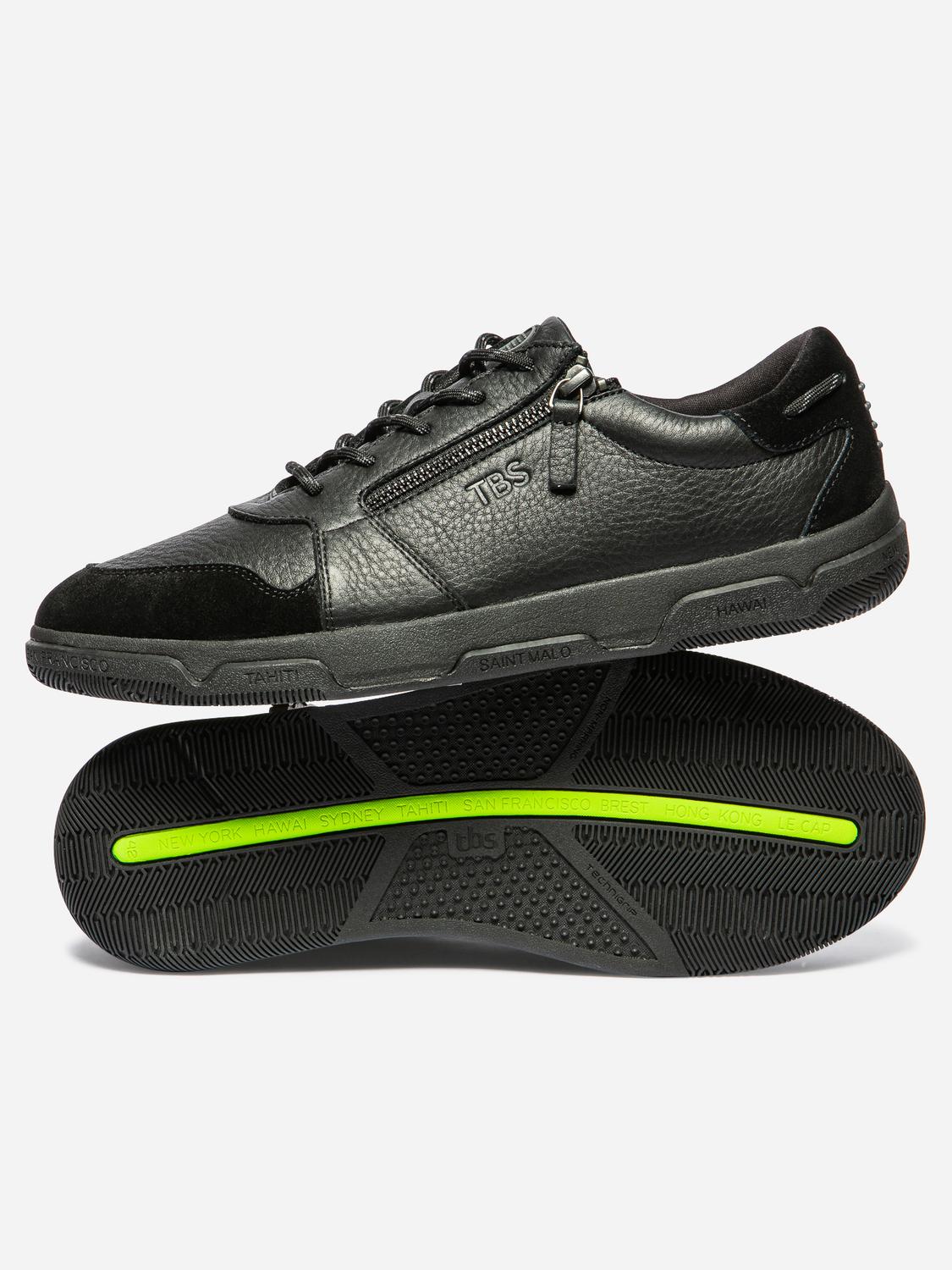 Tennis Homme Doublée Textile Cuir Noir GEDEZIP
