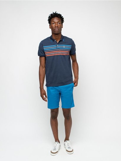 Polo Homme A Rayures Placées Navy