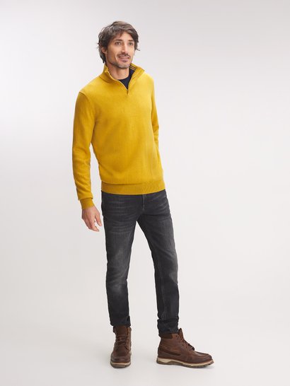 Pull Homme Col Camionneur Jaune