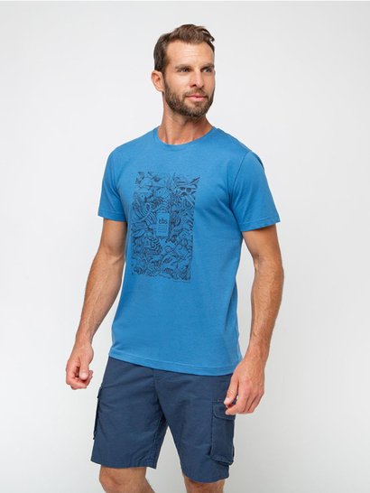 Tee Shirt Homme Print Coton Bio Bleu