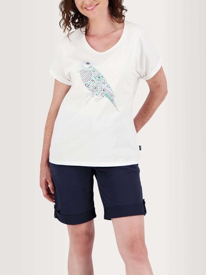 Tee Shirt Femme Coton Biologique Motif Perroquet Blanc