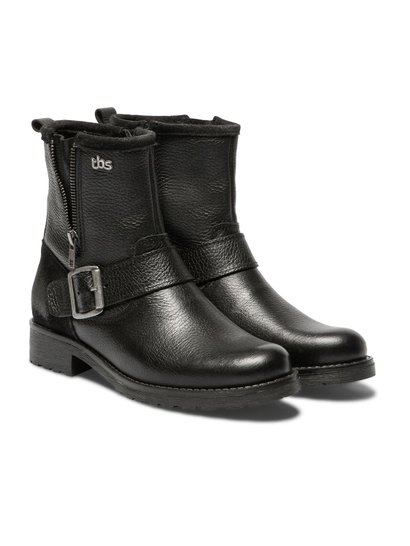 Boots Femme Zippée Cuir Noir