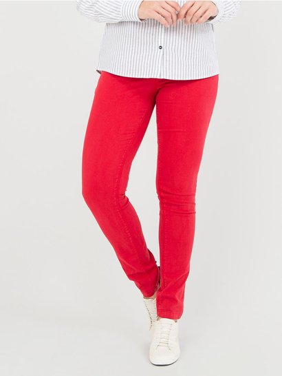 Pantalon Femme Ajsuté Coton Rouge
