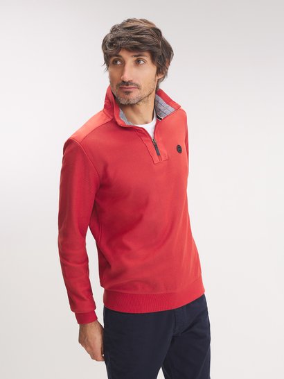 Pull Homme Col Camionneur Rouge