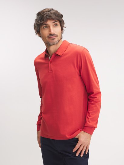 Polo Homme Manches Longues Rouge