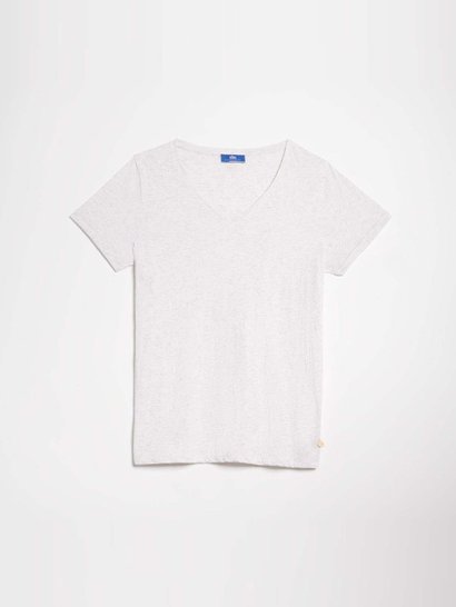Tee-Shirt Femme Col V Coton Blanc