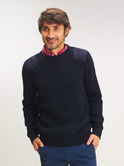 Pull Homme Col Rond Maille Marine