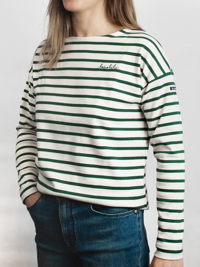 Tee-shirt femme marinière fabriquée en France Vert