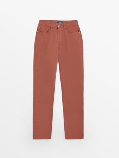 Pantalon Femme Coton Stretch Orange