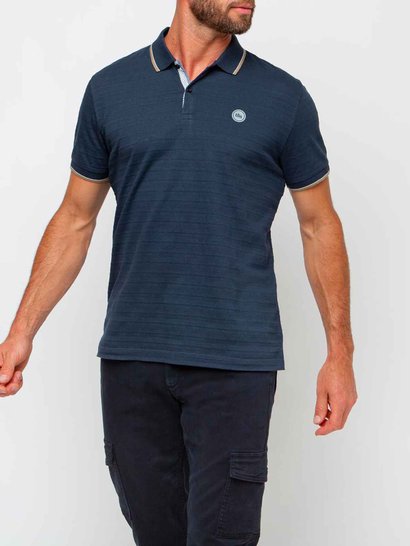 Polo Homme Effet Jacquard Navy