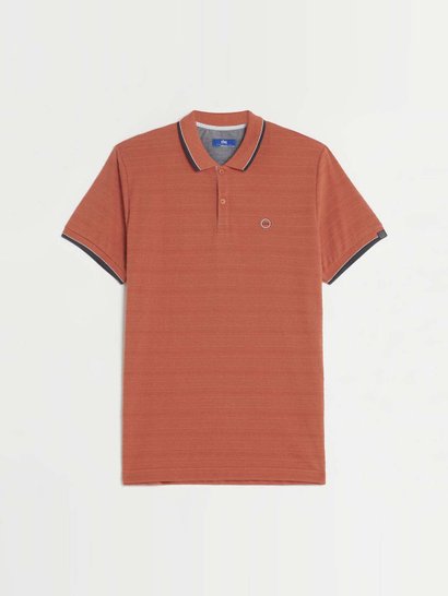 Polo Homme Effet Jacquard Sienne