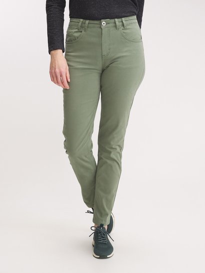 Pantalon Femme Coton Stretch Ceinture Elastique Vert