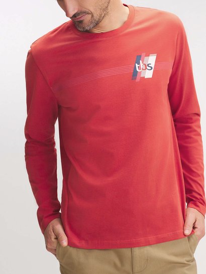Tee Shirt Homme Manches Longues Rouge