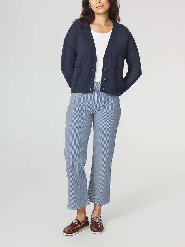 Gilet Femme Col V Boutonné Marine ADDENGIL