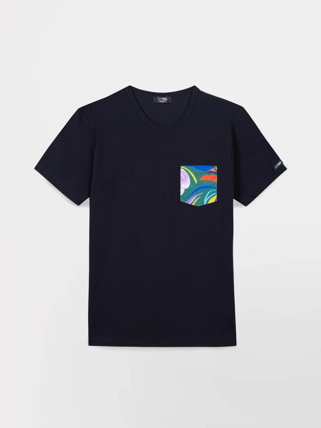 T-shirt Homme Fabrication Française Coupe Ajustée Marine et RoseVIVIEN