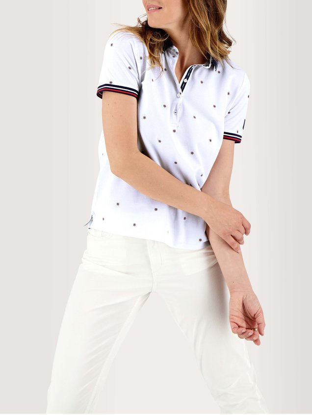 Polo Femme Coton Piqué Stretch Blanc