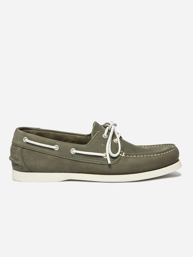 Chaussures Bateau Homme Cuir Kaki