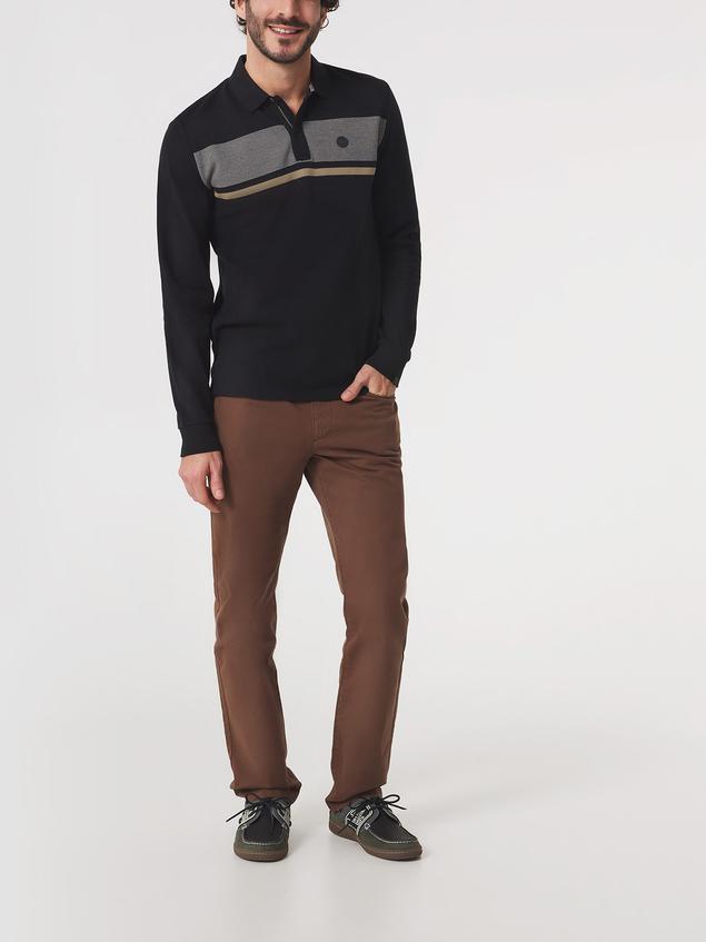 Polo Homme Coton Epais Manches Longues Noir KABYEPOL