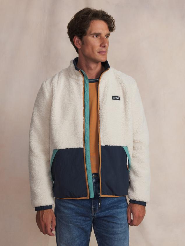 Veste Sherpa homme ecru KUSEYZIP