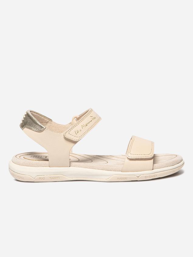 Sandales plates femme lin et champagne JAZSUNY