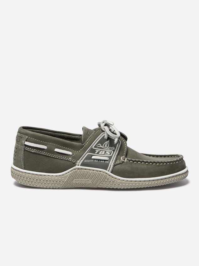 Chaussures Bateau Homme TBS Matvelc - Coloris Marine/Marron - Tige Cuir, Semelle Synthétique - Fermeture Scratch