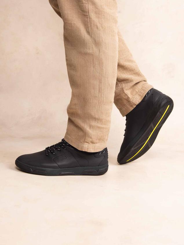 Baskets Homme Cuir Sans Couture Marine GEDEONE